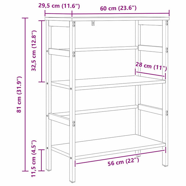 Kirjahylly 2 tasoa 60 x 29,5 x 81 cm Tekninen puu Savupähkinä