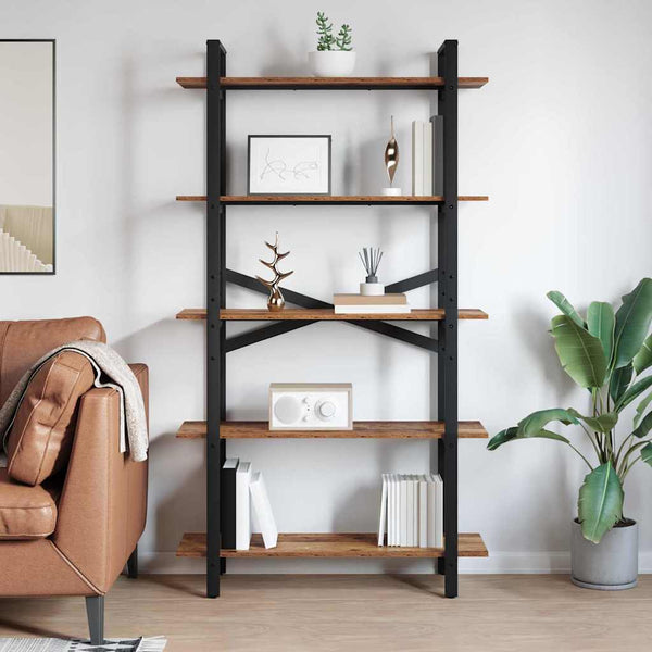 Kirjahylly 5 tasoa 100 x 33,5 x 178 cm Tekninen puu Vanha Puu