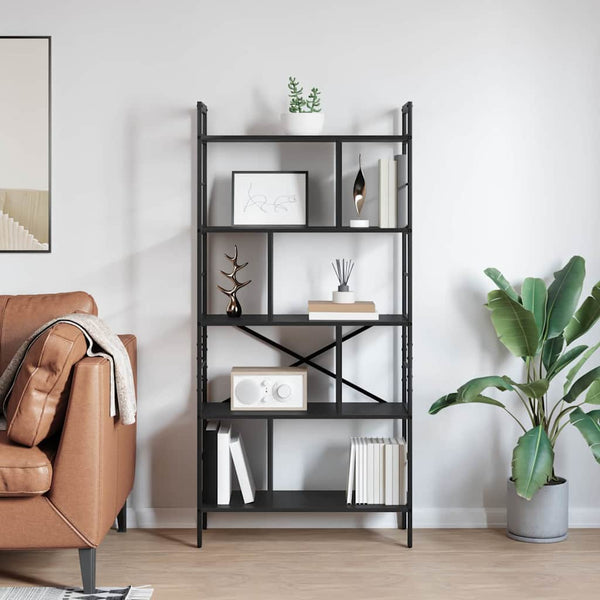 Kirjahylly 9 tasoa 75 x 30 x 156 cm Tekninen puu Musta tammi.