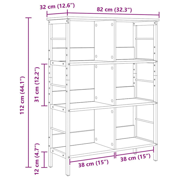 Kirjahylly 6 tasoa 82 x 32 x 112 cm Tekninen puu Savupähkinä