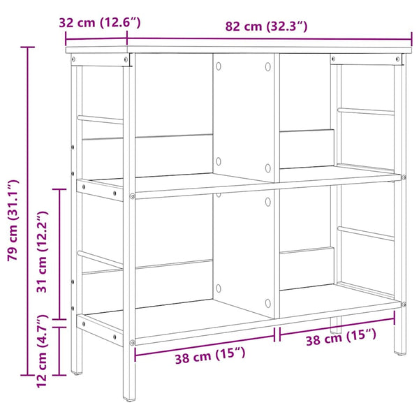 Kirjahylly 4 tasoa 82 x 32 x 79 cm Tekninen puu Sonoman tammi
