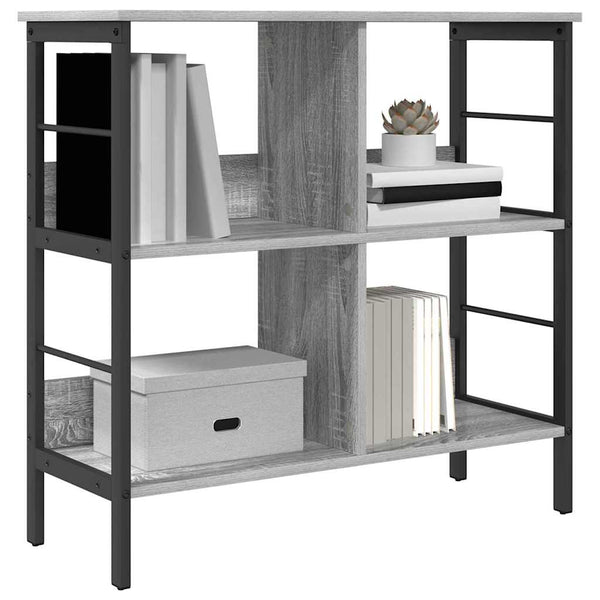 Kirjahylly 4 tasoa 82 x 32 x 79 cm Tekninen puu Harmaa Sonoma