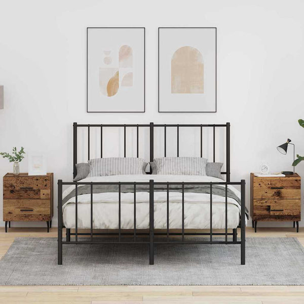 2 kpl Yöpöytäkaappi Vanha puu 40 x 35 x 47.5 cm Tekninen puu