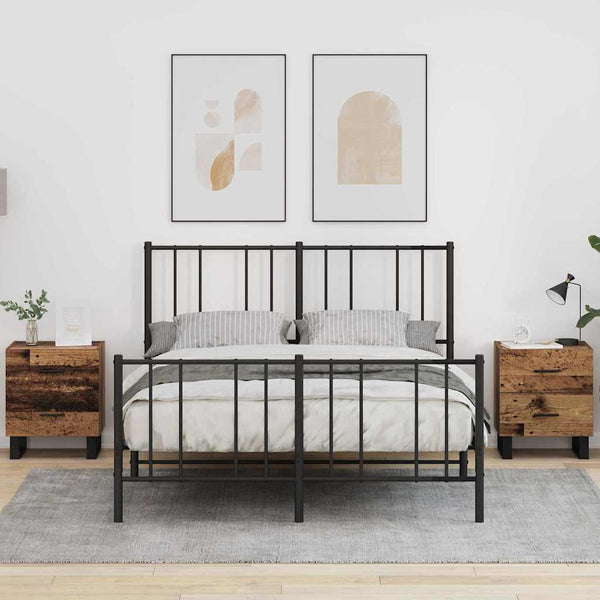 Yöpöytäkaappi 2 kpl Vanha puu 40 x 35 x 47.5 cm Tekninen puu