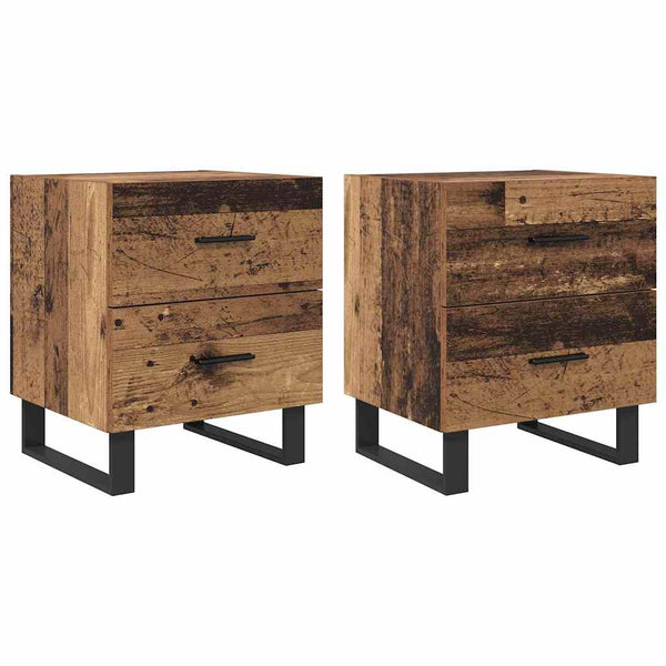Yöpöytäkaappi 2 kpl Vanha puu 40 x 35 x 47.5 cm Tekninen puu