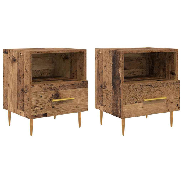 Yöpöytä 2 pcs Vanha puu 40 x 35 x 47.5 cm Tekninen puu