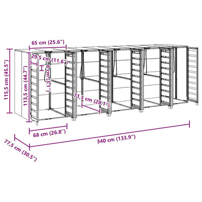 Roskakuskin säilytys 3:lle astiassa Antrasiitti