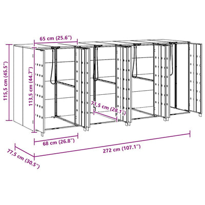 Roskakuskin säilytys 3:lle astiassa Hopea 340 x 77.5 x 115.5 cm