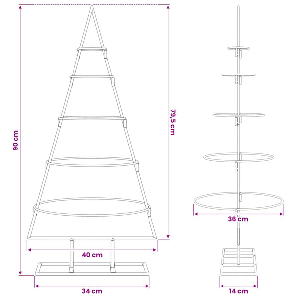 Metallinen joulukuusi Kulta 90 cm Jauhemaalattu teräs