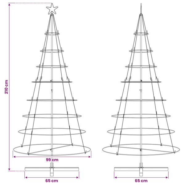 Metallinen joulukuusi jalalla KUOPIO 210 cm Teräs Musta