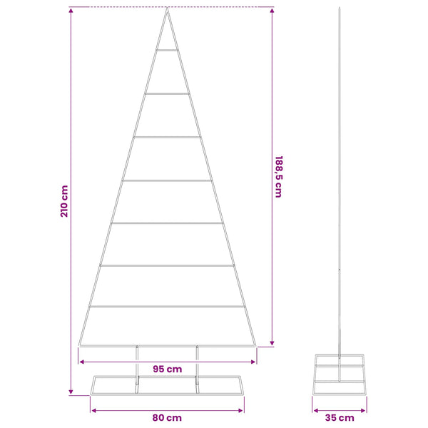 Metallinen joulukuusi KUOPIO 210 cm Jauhemaalattu teräs Kulta