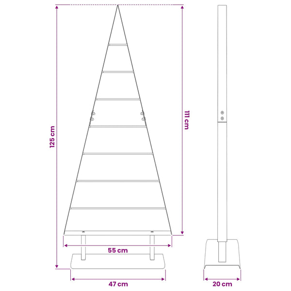 Metallinen joulukuusi Musta 125,5 cm Teräs