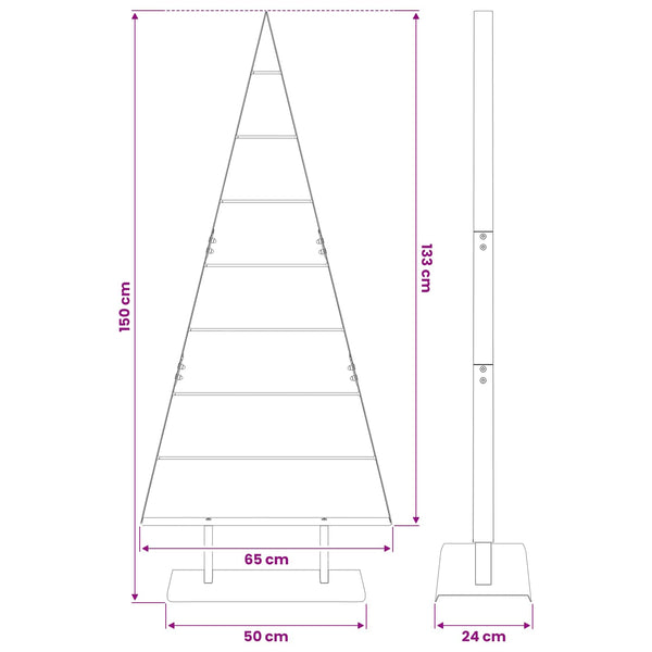 Metallinen joulukuusi jalustalla Musta 150 cm Teräs