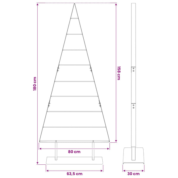 Metallinen joulukuusi Musta 180 cm Teräs