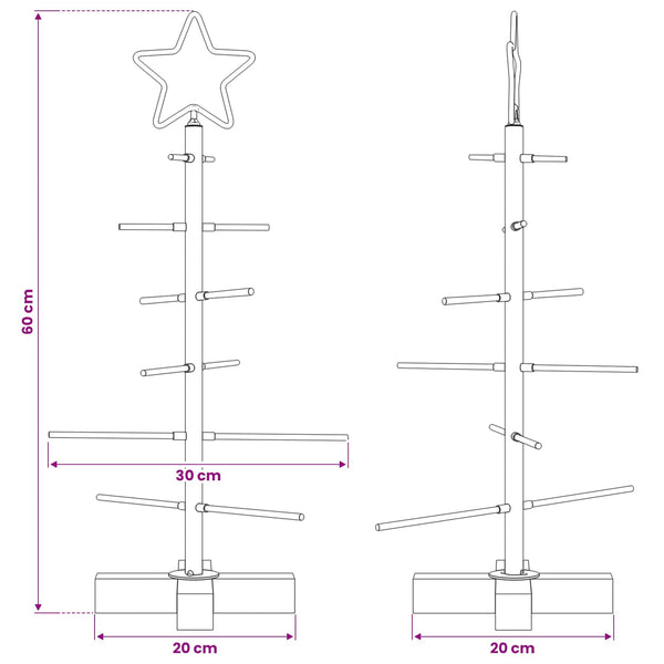 Metallinen joulukuusi Musta 59,5 cm Jauhemaalattu teräs