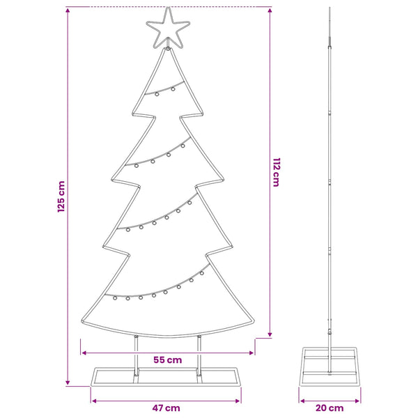 Metallinen joulukuusi Musta 125 cm Teräs