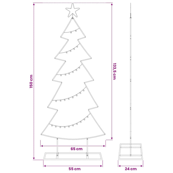 Metallinen joulukuusi Musta 150 cm Teräs