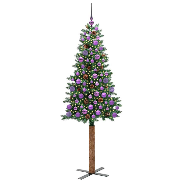 Kapea joulupuu Vihreä 180 cm PVC ja massiivipetäjä