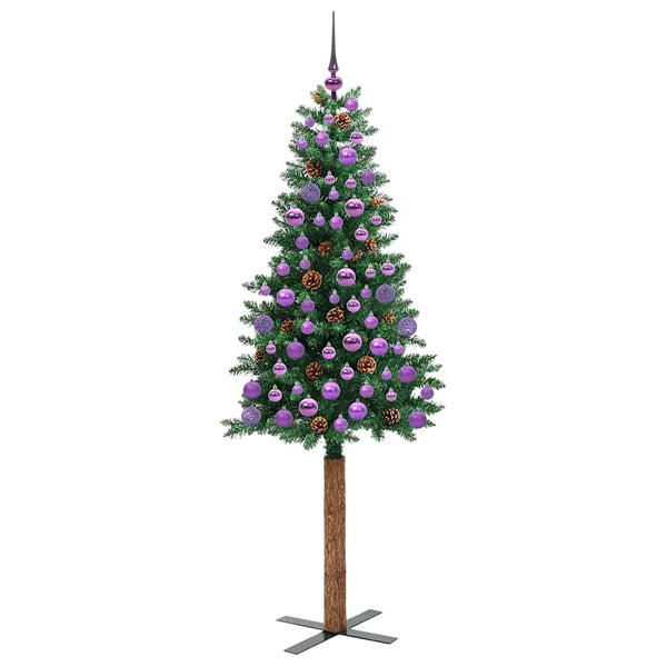 Kapea joulupuu Vihreä 180 cm PVC ja massiivipetäjä