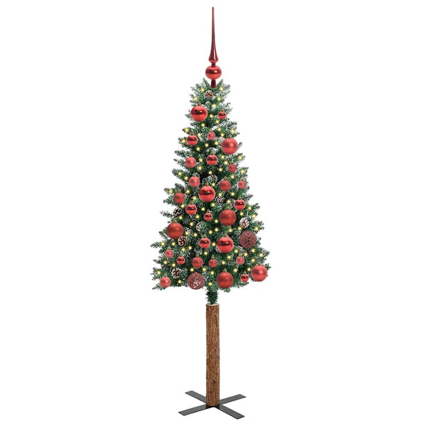 Kapea joulupuu Vihreä 150 cm PVC ja massiivipetäjä