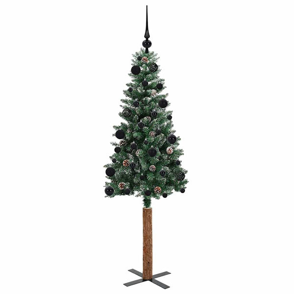 Kapea joulupuu Vihreä 150 cm PVC ja massiivipetäjä