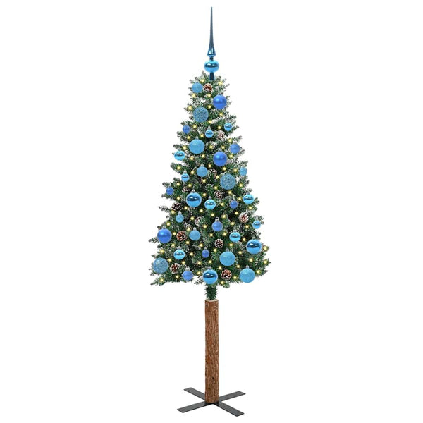 Kapea joulupuu Vihreä 150 cm PVC ja massiivipetäjä