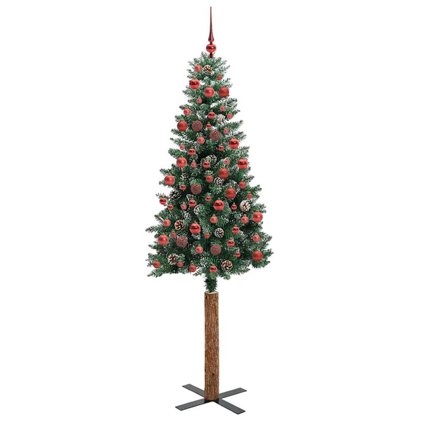 Kapea joulupuu Vihreä 180 cm PVC ja massiivipetäjä