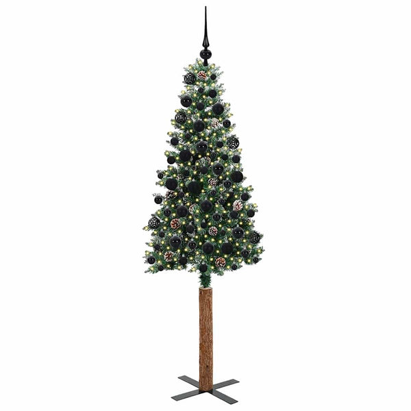 Kapea joulupuu Vihreä 180 cm PVC ja massiivipetäjä