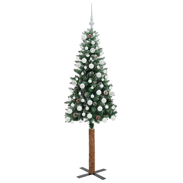 Kapea joulupuu Vihreä 180 cm PVC ja massiivipetäjä