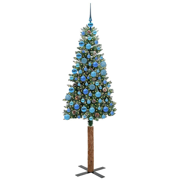 Kapea joulupuu Vihreä 180 cm PVC ja massiivipetäjä