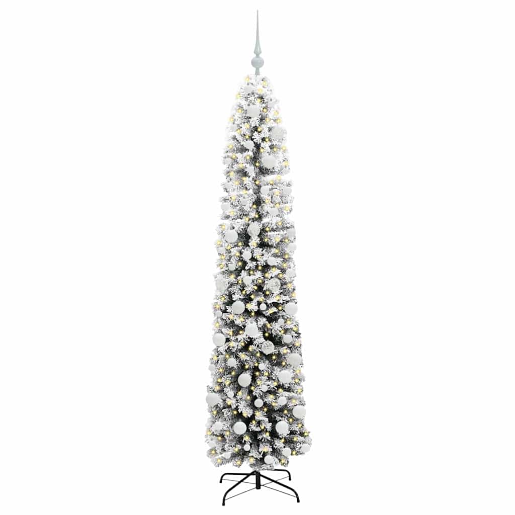 Tekojoulukuusi LED-valoilla Vihreä ja valkoinen 180 cm