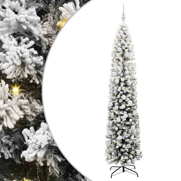 Tekojoulukuusi LED-valoilla Vihreä ja valkoinen 210 cm