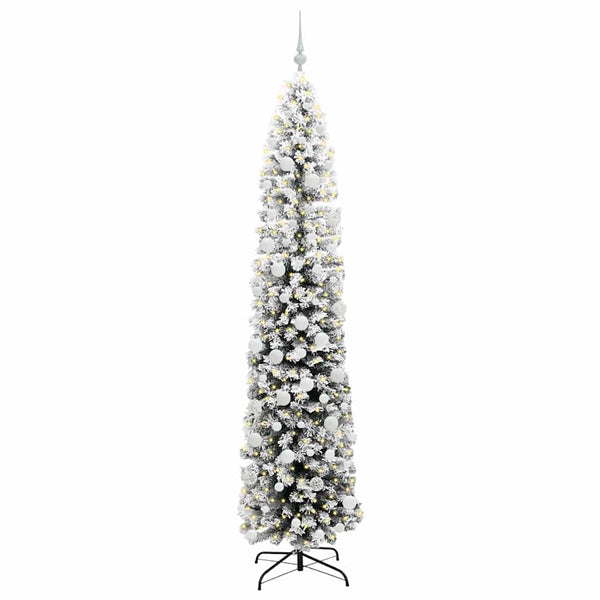 Tekojoulukuusi LED-valoilla Vihreä ja valkoinen 210 cm