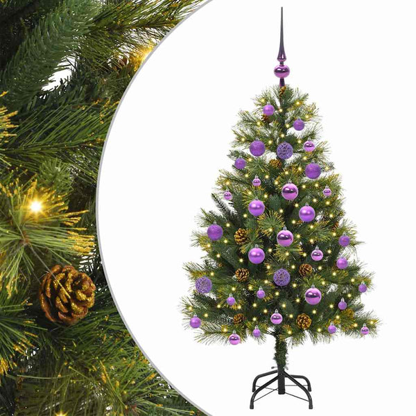 Kunsti Taitettava Joulupuuni, jossa on Käpyjä Vihreä 120 cm