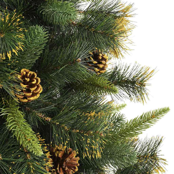 Kunsti Taitettava Joulupuuni, jossa on Käpyjä Vihreä 240 cm
