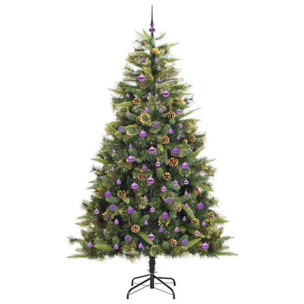 Kunsti Taitettava Joulupuuni, jossa on Käpyjä Vihreä 240 cm