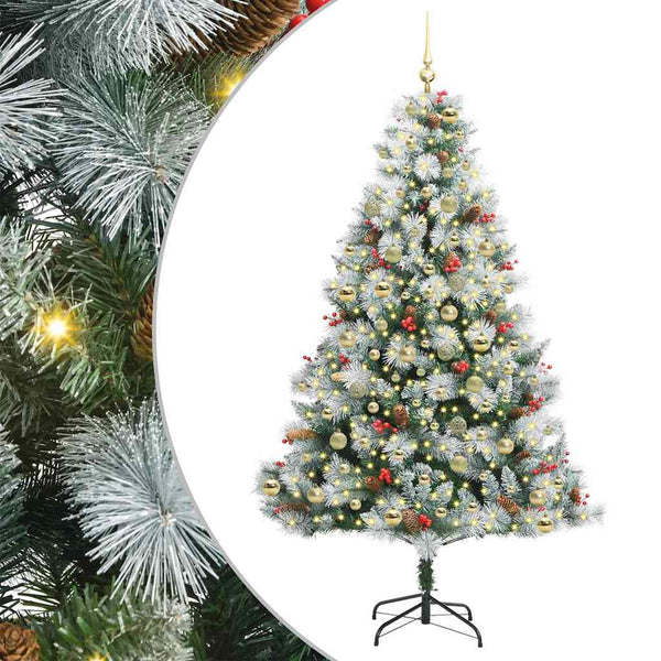 Tekojoulukuusi LED -nauhavalot Vihreä ja valkoinen 210 cm