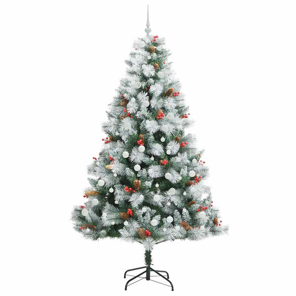 Tekojoulukuusi LED-nauhoilla Vihreä ja valkoinen 240 cm