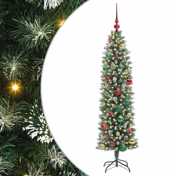 Tekopaksu joulupuu Vihreä ja valkoinen 150 cm