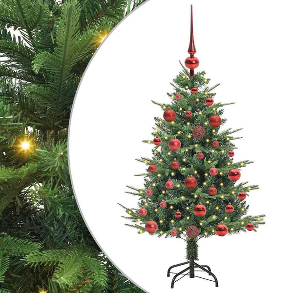 Tekoinen Esivalmistettu Joulukuusi Pallosetillä Vihreä 120 cm