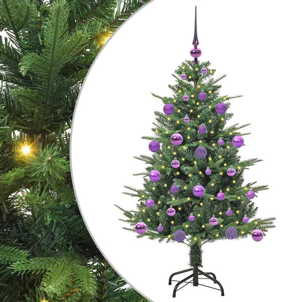 Tekoinen Esivalmistettu Joulukuusi Pallosetillä Vihreä 120 cm