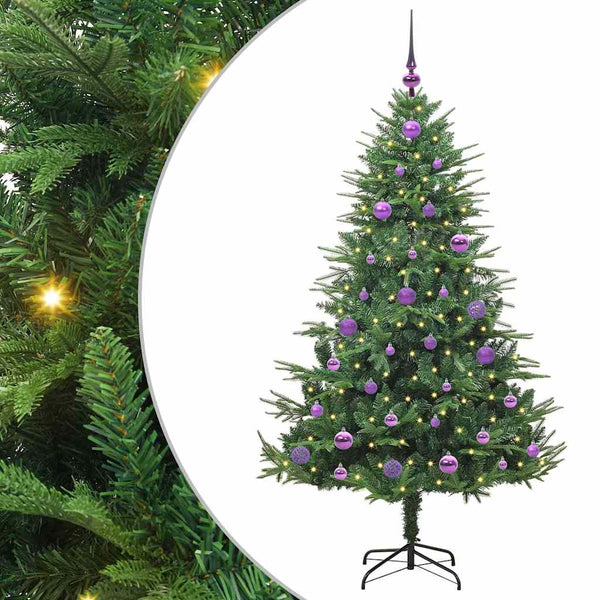 Tekoinen Esivalmistettu Joulukuusi Pallosetillä Vihreä 150 cm