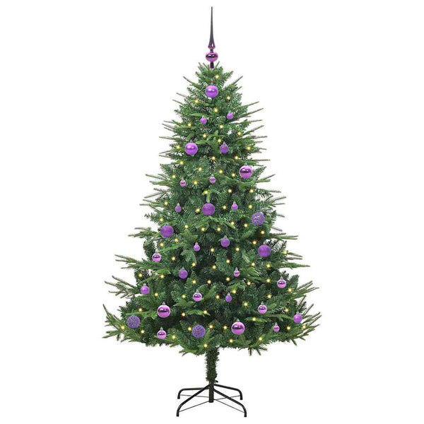 Tekoinen Esivalmistettu Joulukuusi Pallosetillä Vihreä 150 cm