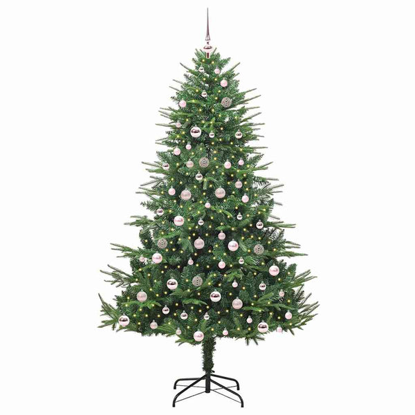 Tekoinen Esivalmistettu Joulukuusi Pallosetillä Vihreä 210 cm