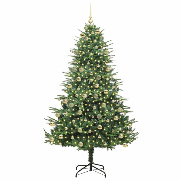Tekoinen Esivalmistettu Joulukuusi Pallosetillä Vihreä 210 cm