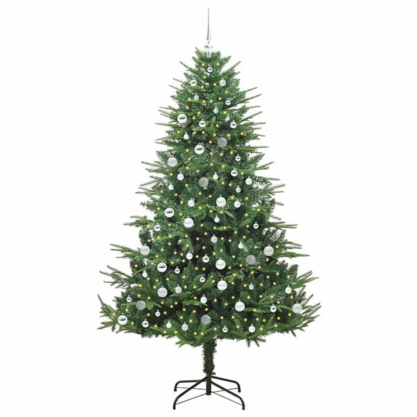 Tekoinen Esivalmistettu Joulukuusi Pallosetillä Vihreä 210 cm