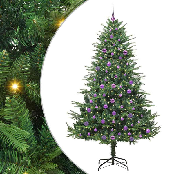 Tekoinen Esivalmistettu Joulukuusi Pallosetillä Vihreä 210 cm