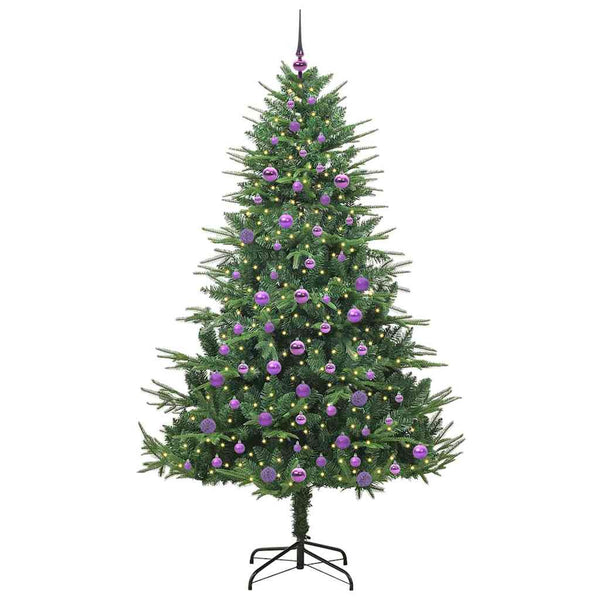 Tekoinen Esivalmistettu Joulukuusi Pallosetillä Vihreä 210 cm