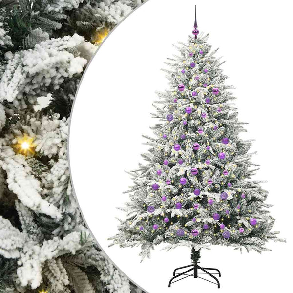 Tekoinen Esivalmistettu Joulukuusi Pallosetillä Vihreä 210 cm