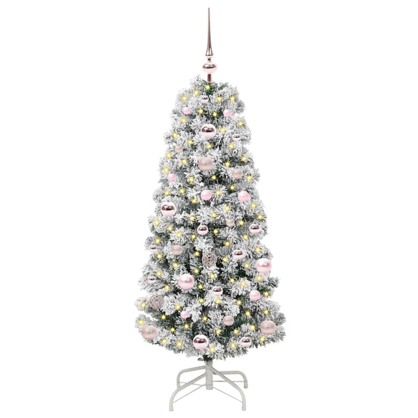 Salkomallinen tekoinen joulukuusi Vihreä ja valkoinen 120 cm